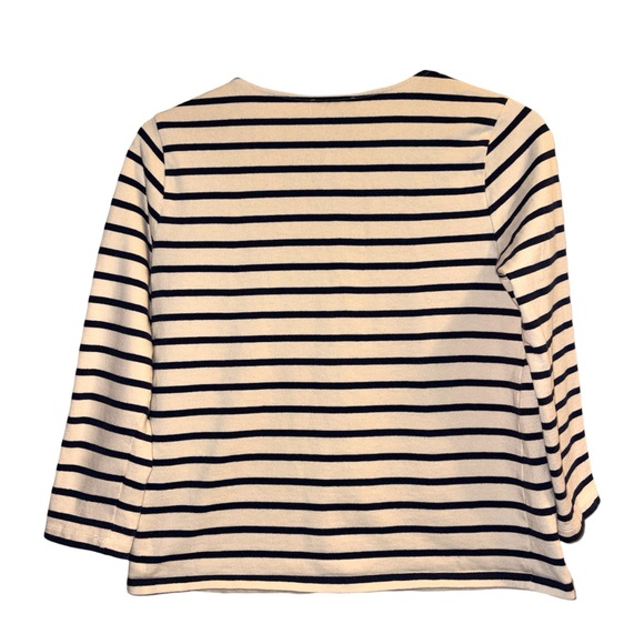 Sezane Colette Marinire Classic Navy and Cream Striped 3/4 Sleeve Top medium - Picture 4 of 7